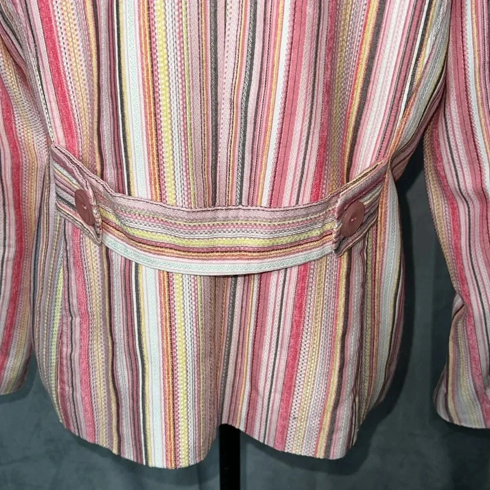 Dialogue Multi-Pink Striped Two Button Blazer - S… - image 6